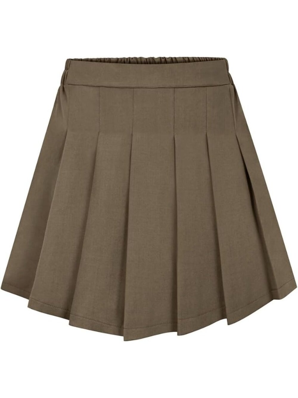 Women's Brown 100% Polyester A-Line Elastic Waist Mini Corduroy Skater Skirt
